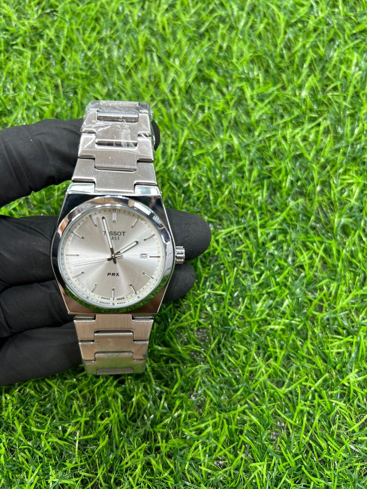 Luxury Tissot-Inspired Men’s Watch – Silver Dial & Stainless Steel Bracelet