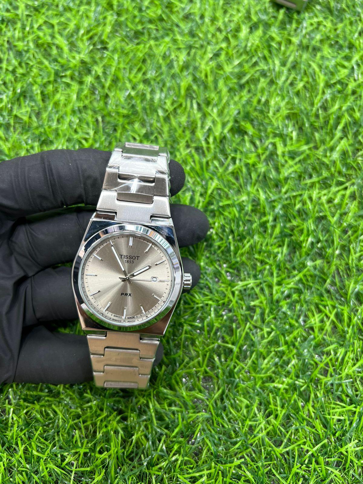 Luxury Tissot-Inspired Men’s Watch – Silver Dial & Stainless Steel Bracelet